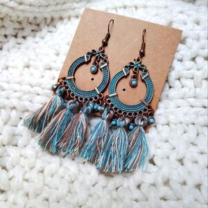 2 for 25$ Bohemian Tassel Earrings with Turquoise Accents